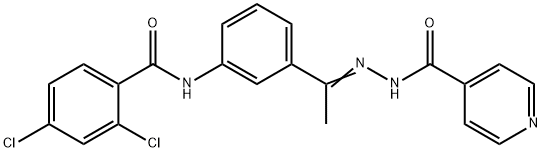 2,4-dichloro-N-[3-(N-isonicotinoylethanehydrazonoyl)phenyl]benzamide Struktur