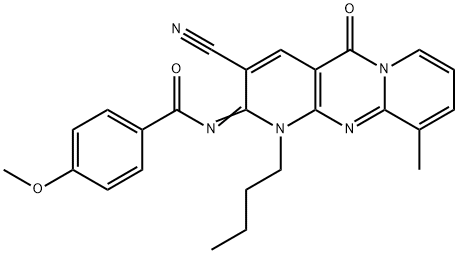 N-(1-butyl-3-cyano-10-methyl-5-oxo-1,5-dihydro-2H-dipyrido[1,2-a:2,3-d]pyrimidin-2-ylidene)-4-methoxybenzamide Structure