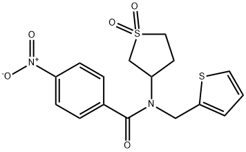 N-(1,1-dioxidotetrahydrothiophen-3-yl)-4-nitro-N-(thiophen-2-ylmethyl)benzamide 结构式