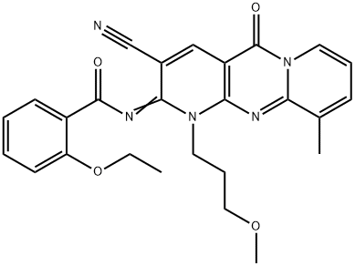 N-[3-cyano-1-(3-methoxypropyl)-10-methyl-5-oxo-1,5-dihydro-2H-dipyrido[1,2-a:2,3-d]pyrimidin-2-ylidene]-2-ethoxybenzamide Structure