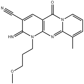 2-imino-1-(3-methoxypropyl)-10-methyl-5-oxo-1,5-dihydro-2H-dipyrido[1,2-a:2,3-d]pyrimidine-3-carbonitrile 结构式