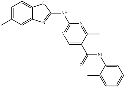4-methyl-2-[(5-methyl-1,3-benzoxazol-2-yl)amino]-N-(2-methylphenyl)pyrimidine-5-carboxamide Struktur