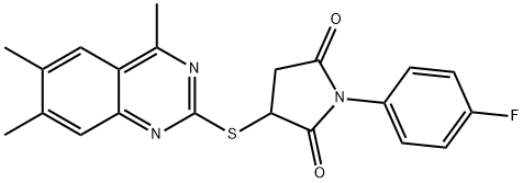 1-(4-fluorophenyl)-3-[(4,6,7-trimethylquinazolin-2-yl)sulfanyl]pyrrolidine-2,5-dione Struktur