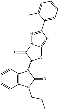 (3Z)-3-[2-(2-methylphenyl)-6-oxo[1,3]thiazolo[3,2-b][1,2,4]triazol-5(6H)-ylidene]-1-propyl-1,3-dihydro-2H-indol-2-one Structure