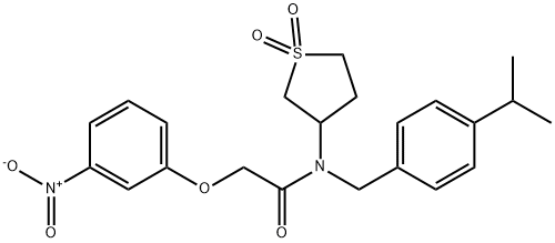 N-(1,1-dioxidotetrahydro-3-thienyl)-2-{3-nitrophenoxy}-N-(4-isopropylbenzyl)acetamide Structure