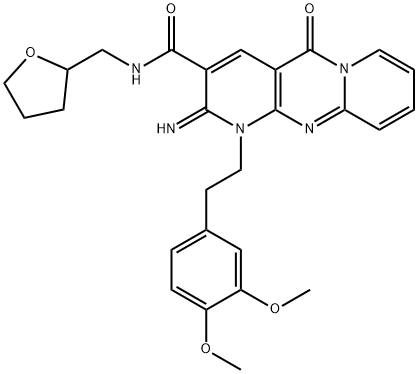 1-[2-(3,4-dimethoxyphenyl)ethyl]-2-imino-5-oxo-N-(tetrahydrofuran-2-ylmethyl)-1,5-dihydro-2H-dipyrido[1,2-a:2',3'-d]pyrimidine-3-carboxamide Struktur
