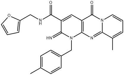 N-(2-furylmethyl)-2-imino-10-methyl-1-(4-methylbenzyl)-5-oxo-1,5-dihydro-2H-dipyrido[1,2-a:2,3-d]pyrimidine-3-carboxamide,587012-81-5,结构式