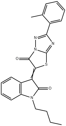 (3E)-1-butyl-3-[2-(2-methylphenyl)-6-oxo[1,3]thiazolo[3,2-b][1,2,4]triazol-5(6H)-ylidene]-1,3-dihydro-2H-indol-2-one Struktur