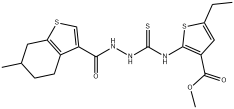 588680-82-4 methyl 5-ethyl-2-(2-(6-methyl-4,5,6,7-tetrahydrobenzo[b]thiophene-3-carbonyl)hydrazinecarbothioamido)thiophene-3-carboxylate