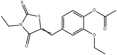 (Z)-2-ethoxy-4-((3-ethyl-4-oxo-2-thioxothiazolidin-5-ylidene)methyl)phenyl acetate Structure