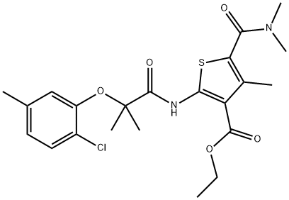 ethyl 2-(2-(2-chloro-5-methylphenoxy)-2-methylpropanamido)-5-(dimethylcarbamoyl)-4-methylthiophene-3-carboxylate Structure