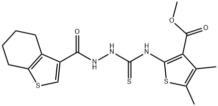 methyl 4,5-dimethyl-2-(2-(4,5,6,7-tetrahydrobenzo[b]thiophene-3-carbonyl)hydrazinecarbothioamido)thiophene-3-carboxylate 结构式