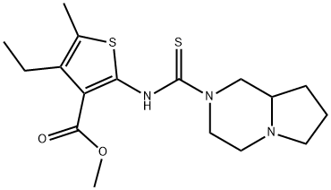 methyl 4-ethyl-5-methyl-2-(octahydropyrrolo[1,2-a]pyrazine-2-carbothioamido)thiophene-3-carboxylate Structure