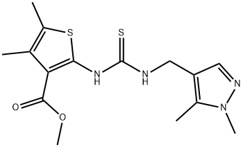 methyl 2-(3-((1,5-dimethyl-1H-pyrazol-4-yl)methyl)thioureido)-4,5-dimethylthiophene-3-carboxylate,588715-32-6,结构式