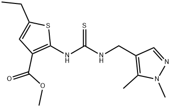 methyl 2-(3-((1,5-dimethyl-1H-pyrazol-4-yl)methyl)thioureido)-5-ethylthiophene-3-carboxylate Structure