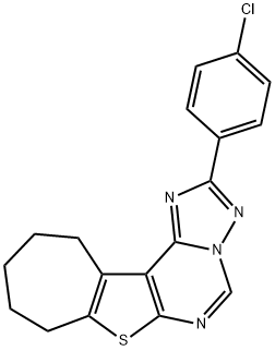 2-(4-chlorophenyl)-9,10,11,12-tetrahydro-8H-cyclohepta[4,5]thieno[3,2-e][1,2,4]triazolo[1,5-c]pyrimidine 化学構造式