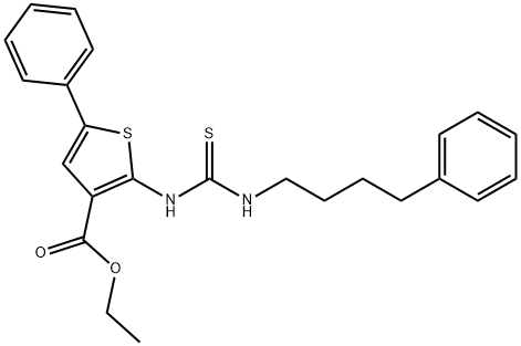 ethyl 5-phenyl-2-(3-(4-phenylbutyl)thioureido)thiophene-3-carboxylate Structure