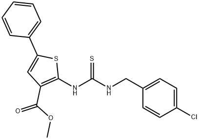 methyl 2-(3-(4-chlorobenzyl)thioureido)-5-phenylthiophene-3-carboxylate Structure