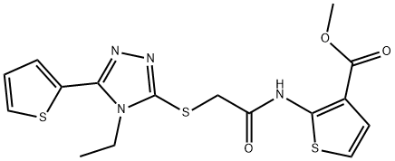 methyl 2-(2-((4-ethyl-5-(thiophen-2-yl)-4H-1,2,4-triazol-3-yl)thio)acetamido)thiophene-3-carboxylate,590357-85-0,结构式