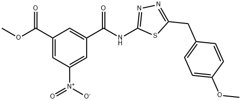 methyl 3-((5-(4-methoxybenzyl)-1,3,4-thiadiazol-2-yl)carbamoyl)-5-nitrobenzoate,590399-00-1,结构式