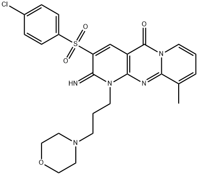 3-[(4-chlorophenyl)sulfonyl]-2-imino-10-methyl-1-[3-(morpholin-4-yl)propyl]-1,2-dihydro-5H-dipyrido[1,2-a:2',3'-d]pyrimidin-5-one Structure