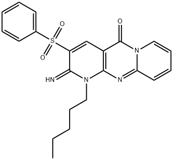 2-imino-1-pentyl-3-(phenylsulfonyl)-1,2-dihydro-5H-dipyrido[1,2-a:2,3-d]pyrimidin-5-one Structure