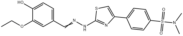 (Z)-4-(2-(2-(3-ethoxy-4-hydroxybenzylidene)hydrazinyl)thiazol-4-yl)-N,N-dimethylbenzenesulfonamide,608120-16-7,结构式