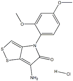 6-amino-4-(2,4-dimethoxyphenyl)-[1,2]dithiolo[4,3-b]pyrrol-5(4H)-one hydrochloride 化学構造式