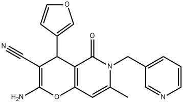 612049-12-4 2-amino-4-(furan-3-yl)-7-methyl-5-oxo-6-(pyridin-3-ylmethyl)-5,6-dihydro-4H-pyrano[3,2-c]pyridine-3-carbonitrile