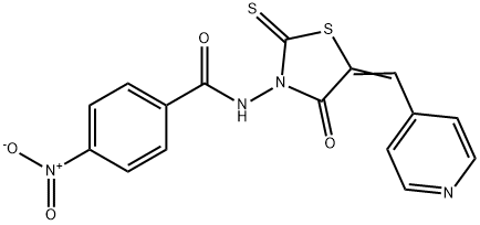 4-nitro-N-[4-oxo-5-(4-pyridinylmethylene)-2-thioxo-1,3-thiazolidin-3-yl]benzamide Structure