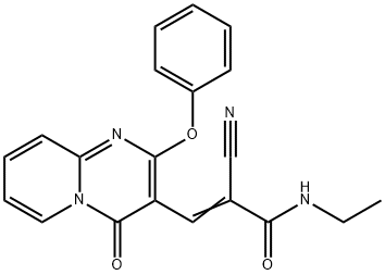 (2E)-2-cyano-N-ethyl-3-(4-oxo-2-phenoxy-4H-pyrido[1,2-a]pyrimidin-3-yl)prop-2-enamide Struktur