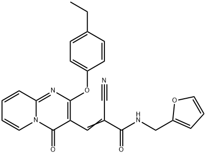 (2E)-2-cyano-3-[2-(4-ethylphenoxy)-4-oxo-4H-pyrido[1,2-a]pyrimidin-3-yl]-N-(furan-2-ylmethyl)prop-2-enamide Struktur