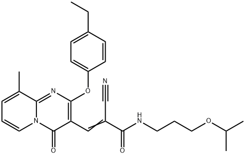 (2E)-2-cyano-3-[2-(4-ethylphenoxy)-9-methyl-4-oxo-4H-pyrido[1,2-a]pyrimidin-3-yl]-N-[3-(propan-2-yloxy)propyl]prop-2-enamide,620113-21-5,结构式