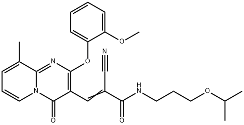 (2E)-2-cyano-3-[2-(2-methoxyphenoxy)-9-methyl-4-oxo-4H-pyrido[1,2-a]pyrimidin-3-yl]-N-[3-(propan-2-yloxy)propyl]prop-2-enamide,620538-02-5,结构式