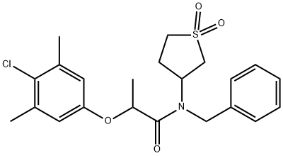 N-benzyl-2-(4-chloro-3,5-dimethylphenoxy)-N-(1,1-dioxidotetrahydrothiophen-3-yl)propanamide Struktur