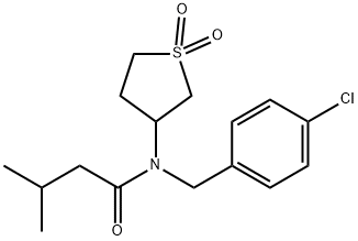 N-(4-chlorobenzyl)-N-(1,1-dioxidotetrahydrothiophen-3-yl)-3-methylbutanamide 化学構造式