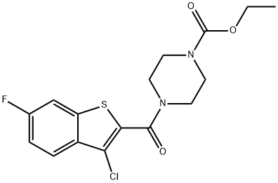 4-(3-氯-6-氟苯并[B]噻吩-2-羰基)哌嗪-1-甲酸乙酯 结构式