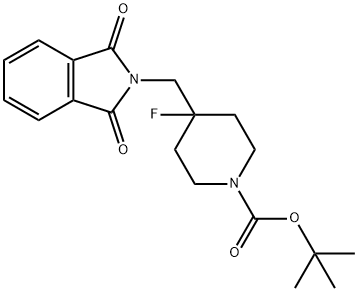 tert-butyl 4-((1,3-dioxoisoindolin-2-yl)methyl)-4-fluoropiperidine-1-carboxylate 化学構造式