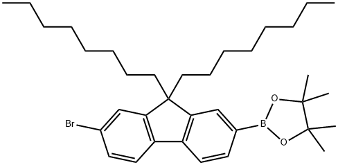 IN1135, 2-(7-溴-9,9-二辛基-9H-芴-2-基)-4,4,5,5-四甲基-1,3,2-二氧杂环戊硼烷, 620624-96-6, 结构式