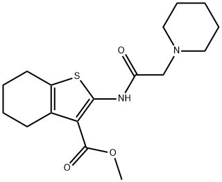 methyl 2-(2-(piperidin-1-yl)acetamido)-4,5,6,7-tetrahydrobenzo[b]thiophene-3-carboxylate 化学構造式