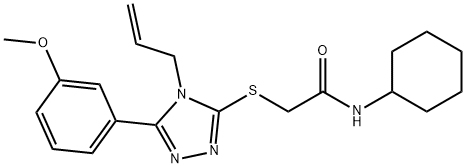 N-cyclohexyl-2-{[5-(3-methoxyphenyl)-4-(prop-2-en-1-yl)-4H-1,2,4-triazol-3-yl]sulfanyl}acetamide 化学構造式