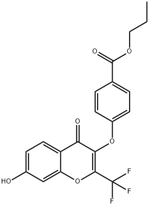 propyl 4-((7-hydroxy-4-oxo-2-(trifluoromethyl)-4H-chromen-3-yl)oxy)benzoate,637750-32-4,结构式