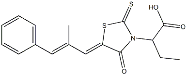 2-{(5Z)-5-[(2E)-2-methyl-3-phenylprop-2-en-1-ylidene]-4-oxo-2-thioxo-1,3-thiazolidin-3-yl}butanoic acid|