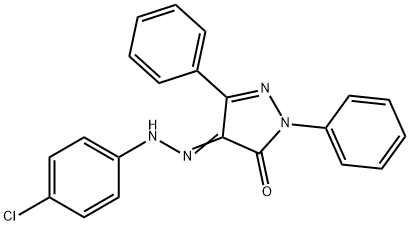 (4E)-4-[2-(4-chlorophenyl)hydrazinylidene]-2,5-diphenyl-2,4-dihydro-3H-pyrazol-3-one,6528-27-4,结构式