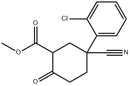 methyl 5-(2-chlorophenyl)-5-cyano-2-oxocyclohexanecarboxylate 化学構造式