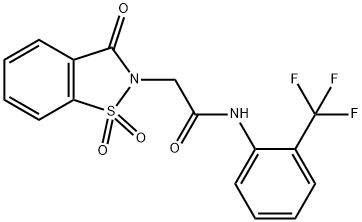 2-(1,1-dioxido-3-oxo-1,2-benzothiazol-2(3H)-yl)-N-[2-(trifluoromethyl)phenyl]acetamide 结构式