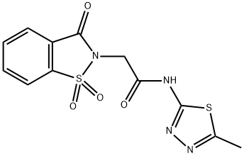 2-(1,1-dioxido-3-oxo-1,2-benzothiazol-2(3H)-yl)-N-(5-methyl-1,3,4-thiadiazol-2-yl)acetamide 化学構造式