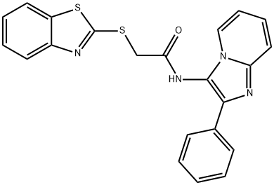 2-(1,3-benzothiazol-2-ylsulfanyl)-N-(2-phenylimidazo[1,2-a]pyridin-3-yl)acetamide,663936-55-8,结构式