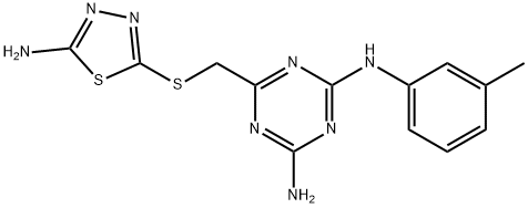 6-{[(5-amino-1,3,4-thiadiazol-2-yl)sulfanyl]methyl}-N-(3-methylphenyl)-1,3,5-triazine-2,4-diamine,667431-09-6,结构式