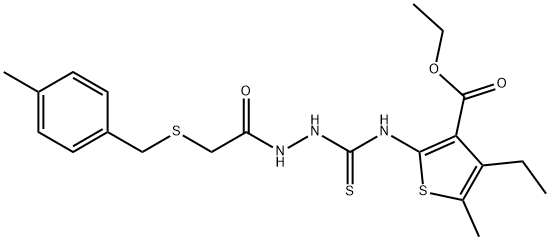 669728-13-6 ethyl 4-ethyl-5-methyl-2-(2-(2-((4-methylbenzyl)thio)acetyl)hydrazinecarbothioamido)thiophene-3-carboxylate